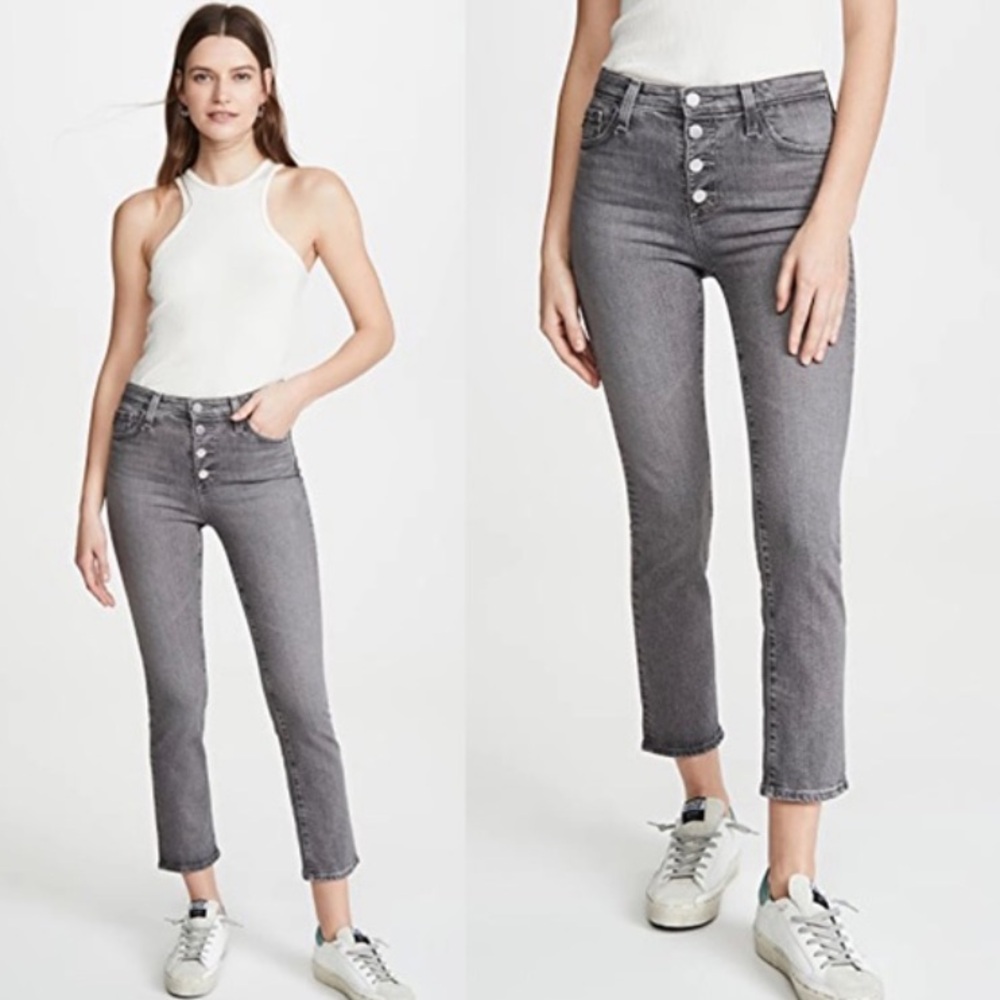AG Isabelle Button-Up Ultra High-Rise Straight Crop grey wash Entity